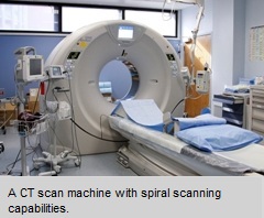 CT scan machine with spiral scanning capabilities